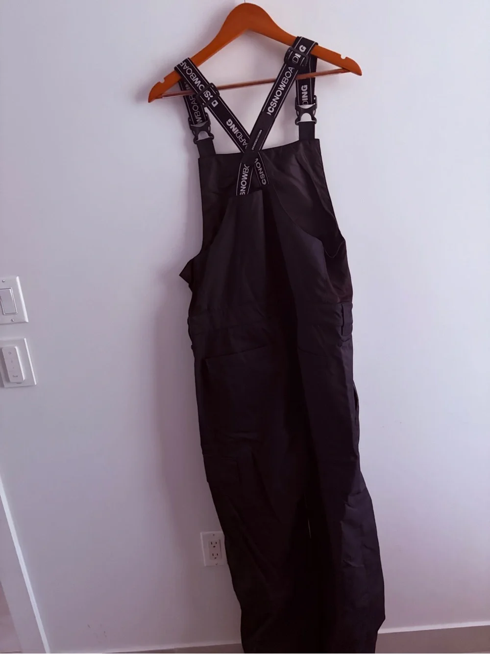 DC Black Logo Snow Bib Overalls with Adjustable Straps